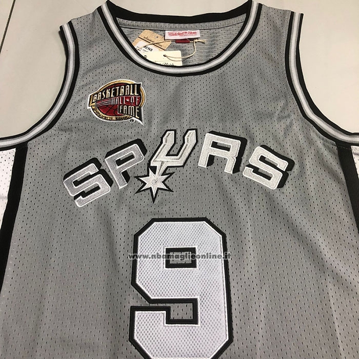 Maglia San Antonio Spurs Tony Parker #9 Hall Of Fame Mitchell & Ness 2001 Grigio